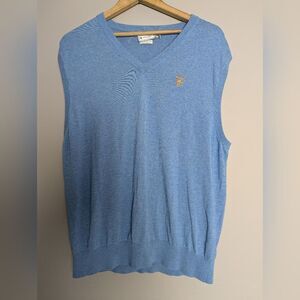 Vintage Peter Millar Mens Golf Vest – Silk Cotton Cashmere, Embroidered Leaf, XL